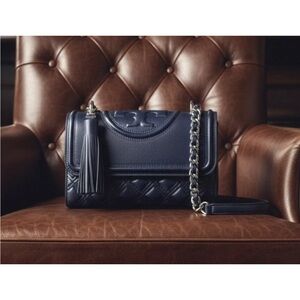 NEW Tory Burch Fleming Royal Navy Small Convertible Crossbody Bag/Shoulder Bag